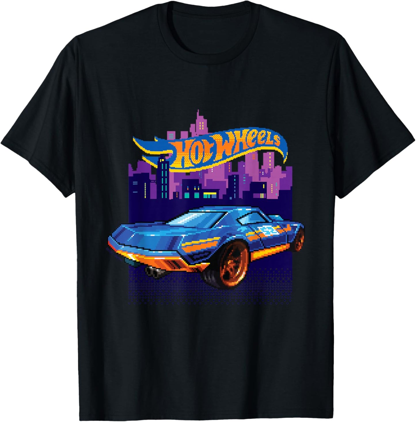 Hot Wheels - Night City in Retro Look , black T-Shirt - T-Shirt | Black