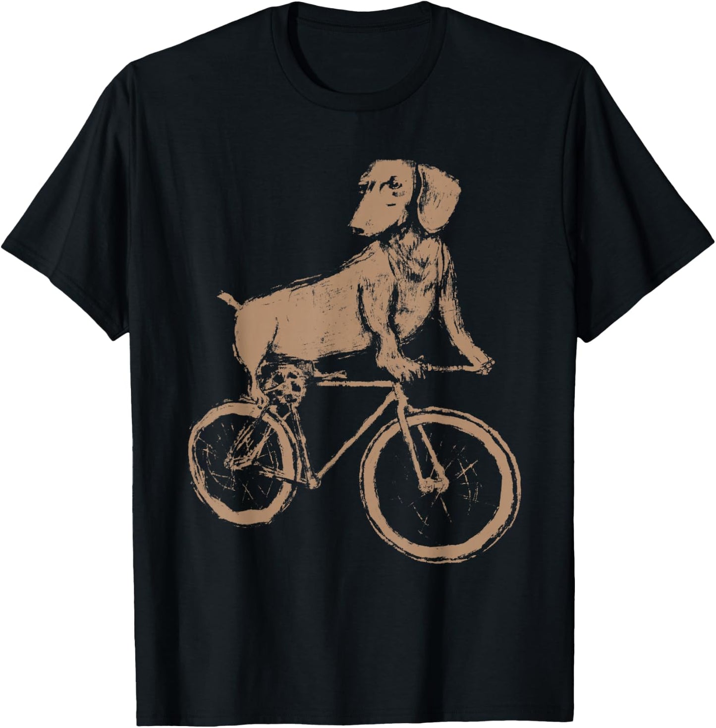 Dachshund on a Bicycle - Dachshund Riding A Bicycle T-Shirt - T-Shirt | Black