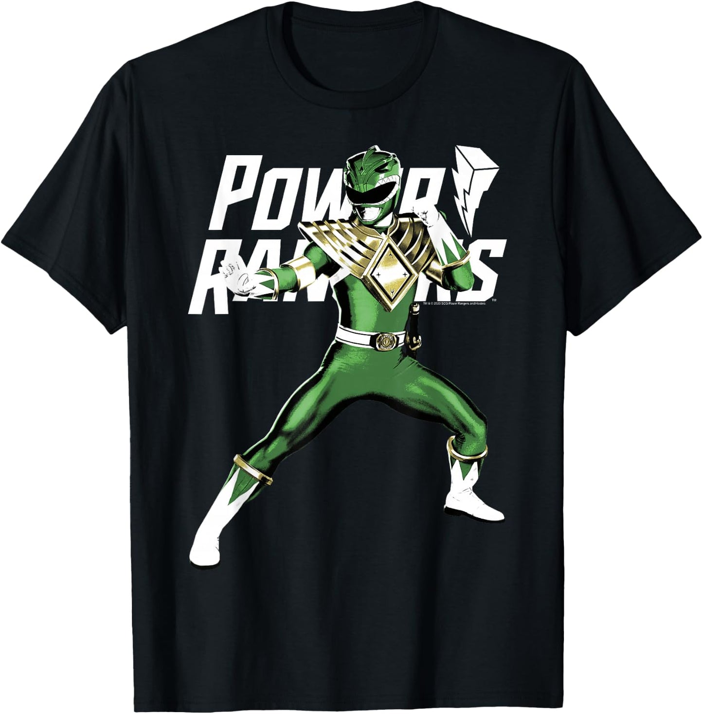 Power Rangers Green Ranger Karate Action Pose Logo T-Shirt - T-Shirt | Black