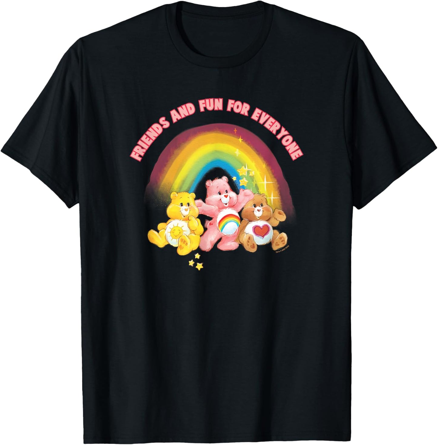 Care Bears Friends And Fun For Everyone Vintage Rainbow Logo , Black, S T-Shirt - T-Shirt | Black