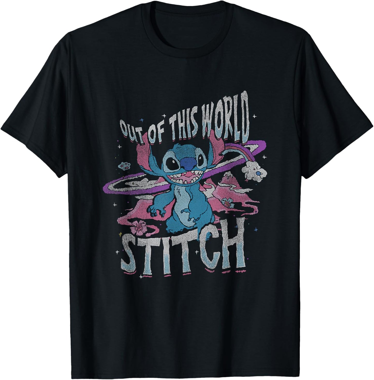 Disney Lilo & Stitch Out Of This World Vintage Stitch T-Shirt - T-Shirt | Black