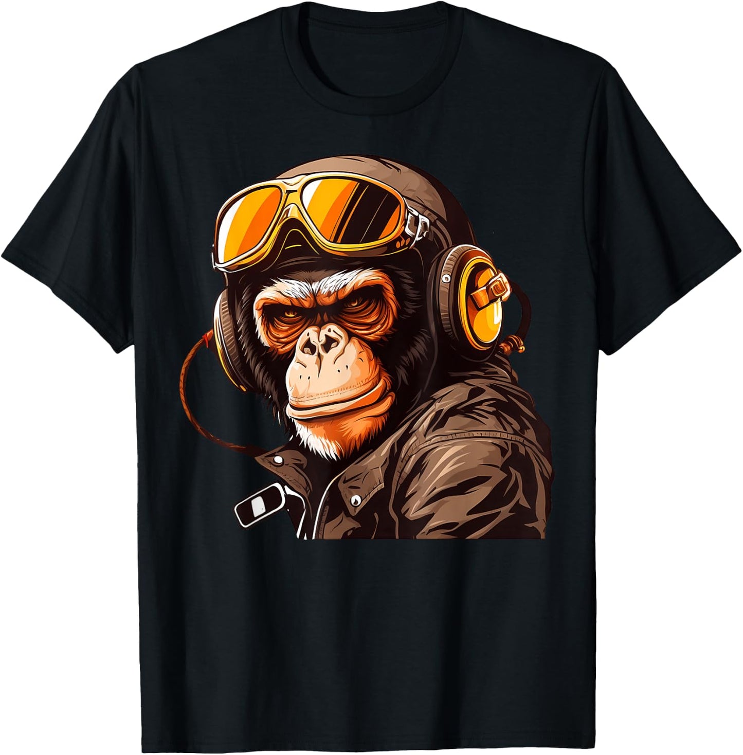 Cool Gorilla Monkey Ape In Sunglasses Pilot Flight Racing T-Shirt - T-Shirt | Black