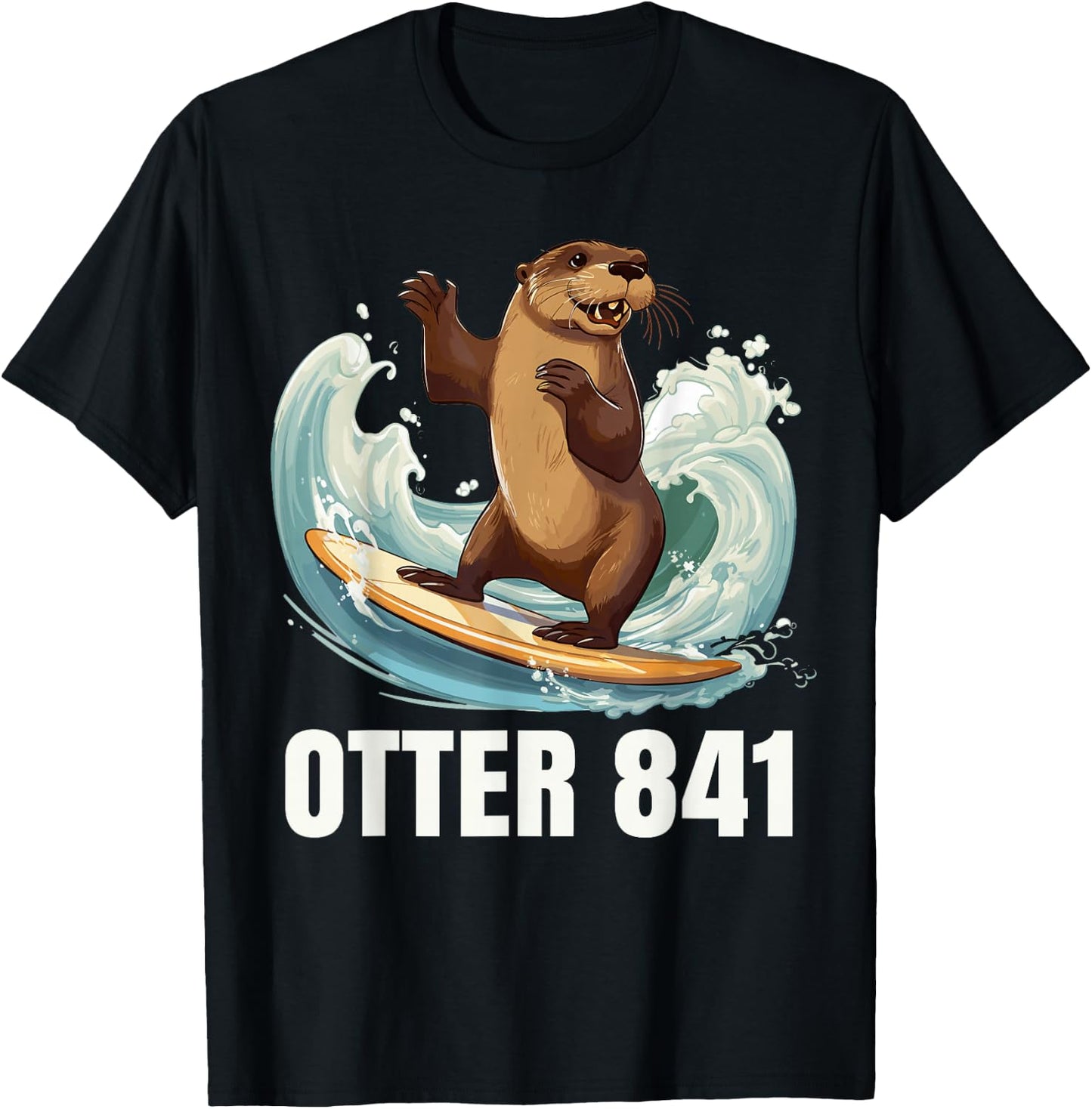 Surfing Otter 841 California Sea Otter 841 T-Shirt - T-Shirt | Black