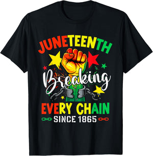 Juneteenth Breaking Every Chain Since 1865 Men Women Kids T-Shirt - T-Shirt | Black