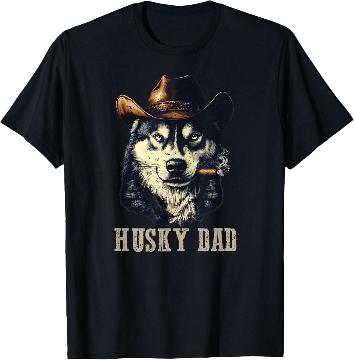 Husky Dog Vintage Best Husky Dad Father's Day T-Shirt - T-Shirt | Black