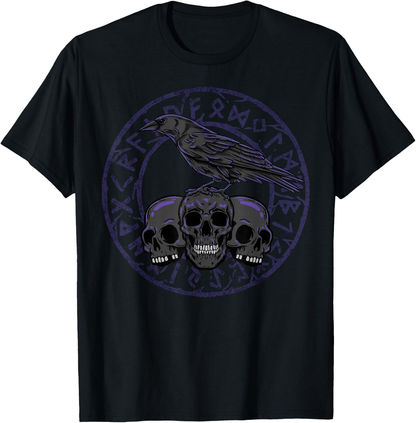 Gothic Crows Nordic Mythology Emo Viking Ravens T-Shirt - T-Shirt | Black
