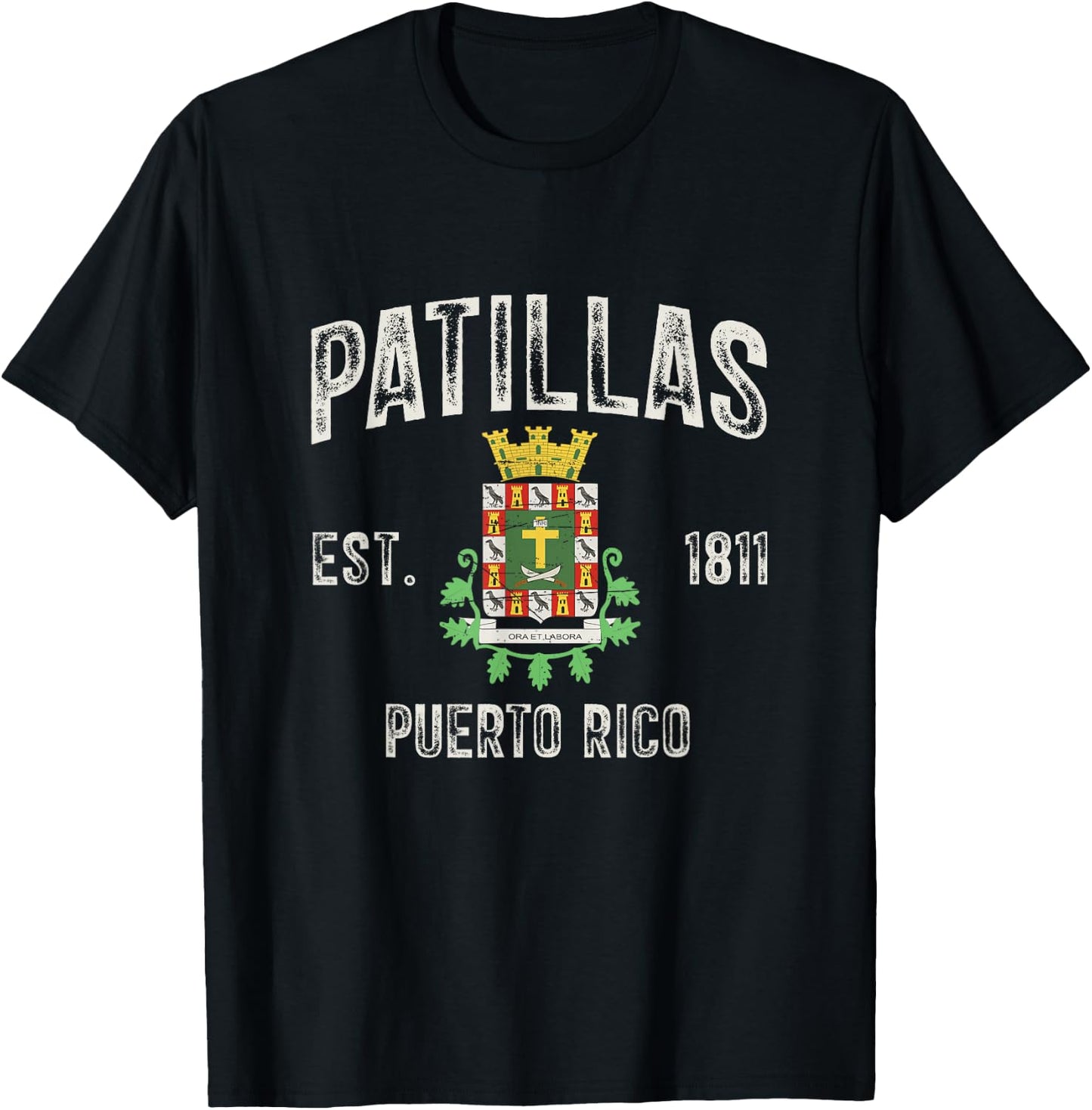 Patillas City In Puerto Rico Est 1811, Patillas Armorial T-Shirt - T-Shirt | Black