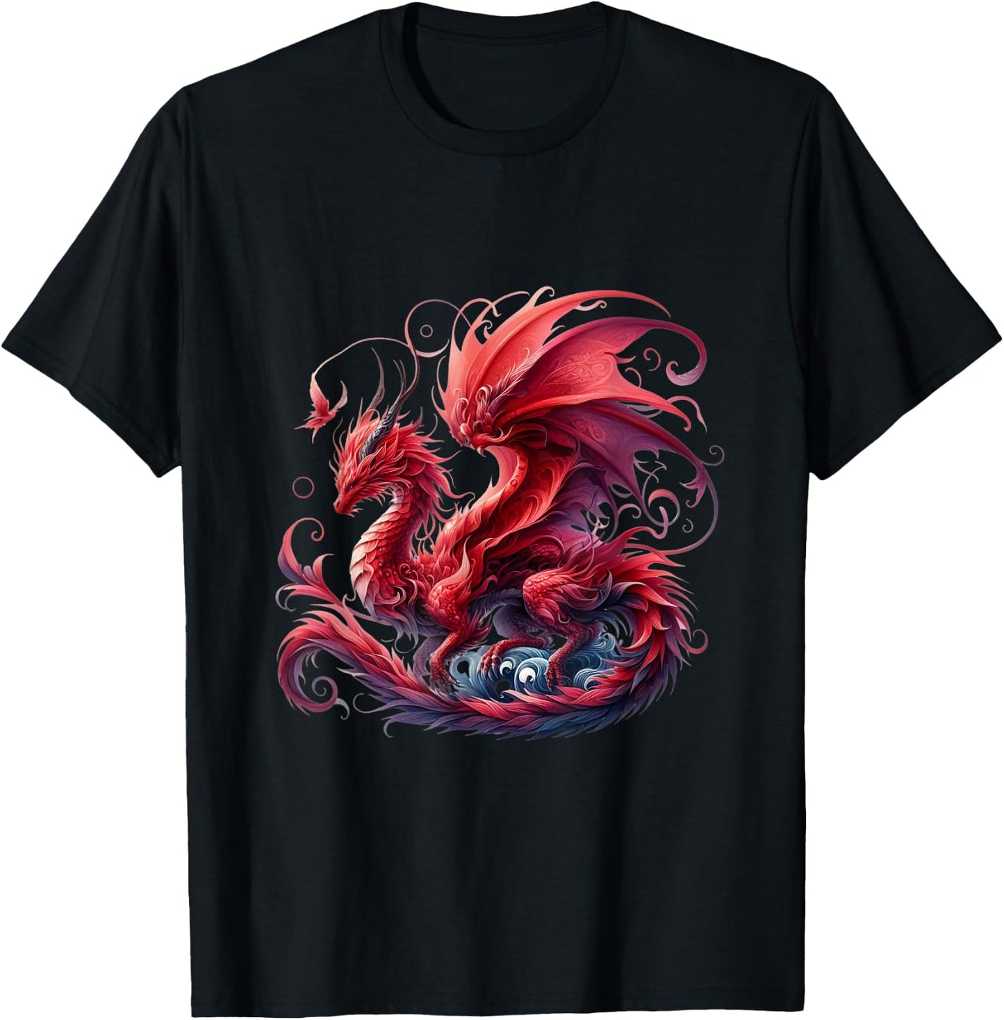 Flying Mythical Creature Cool Dragon Flame-Spewing Dragon T-Shirt - T-Shirt | Black