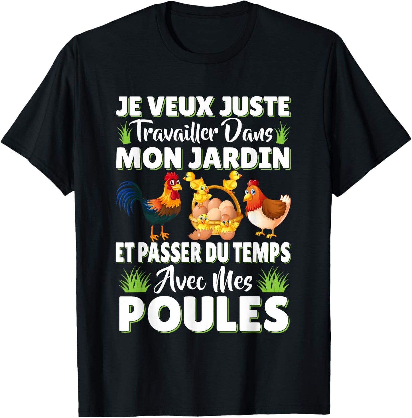 Garden and Hen Funny Gift Original Gardening , Black, S T-Shirt - T-Shirt | Black