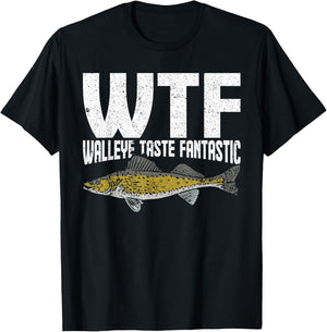 Funny Fisherman WTF Walleye Taste Fantastic Zander Fishing T-Shirt - T-Shirt | Black