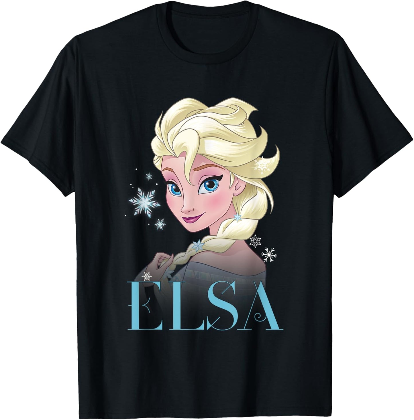 Frozen Elsa Snowflake Portrait T-Shirt - T-Shirt | Black