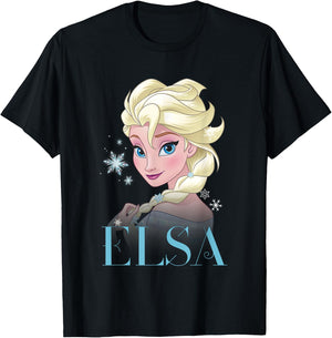 Frozen Elsa Snowflake Portrait T-Shirt - T-Shirt | Black