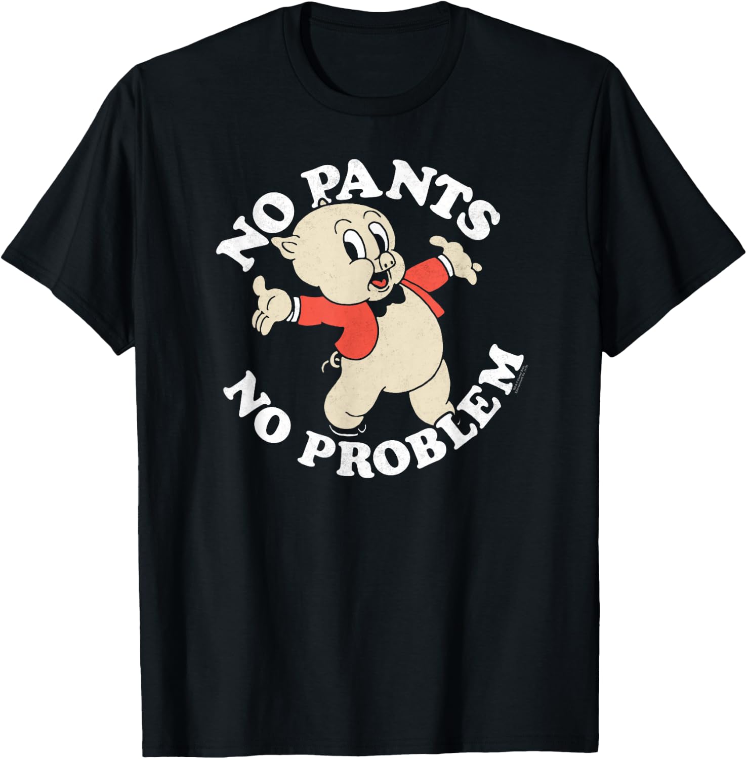 Looney Tunes Porky Pig No Pants T-Shirt - T-Shirt | Black