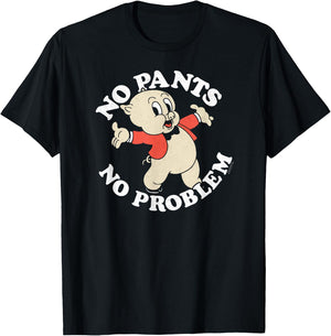 Looney Tunes Porky Pig No Pants T-Shirt - T-Shirt | Black