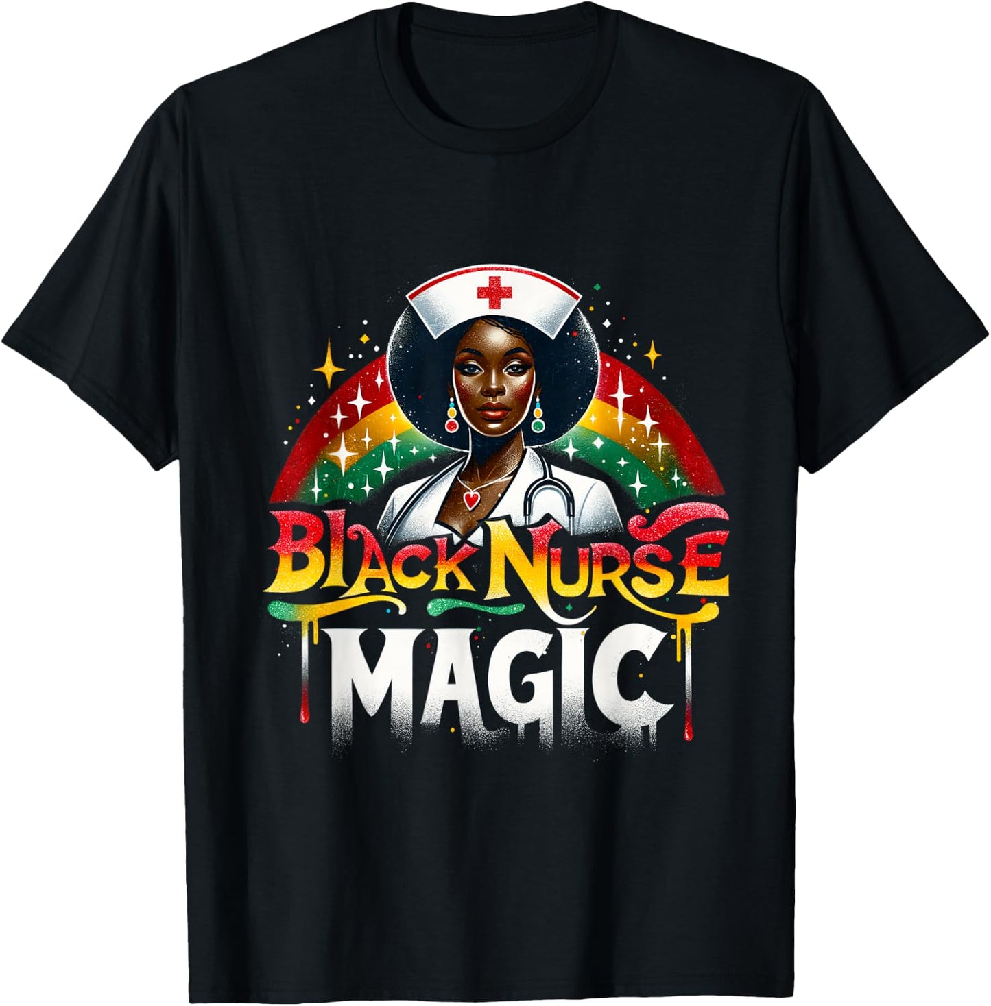 Black Nurse Afro Nurse Queen Black Women Magic Black History T-Shirt - T-Shirt | Black