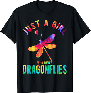 Just A Girl Who Loves Dragonflies Dragonfly Lover T-Shirt - T-Shirt | Black