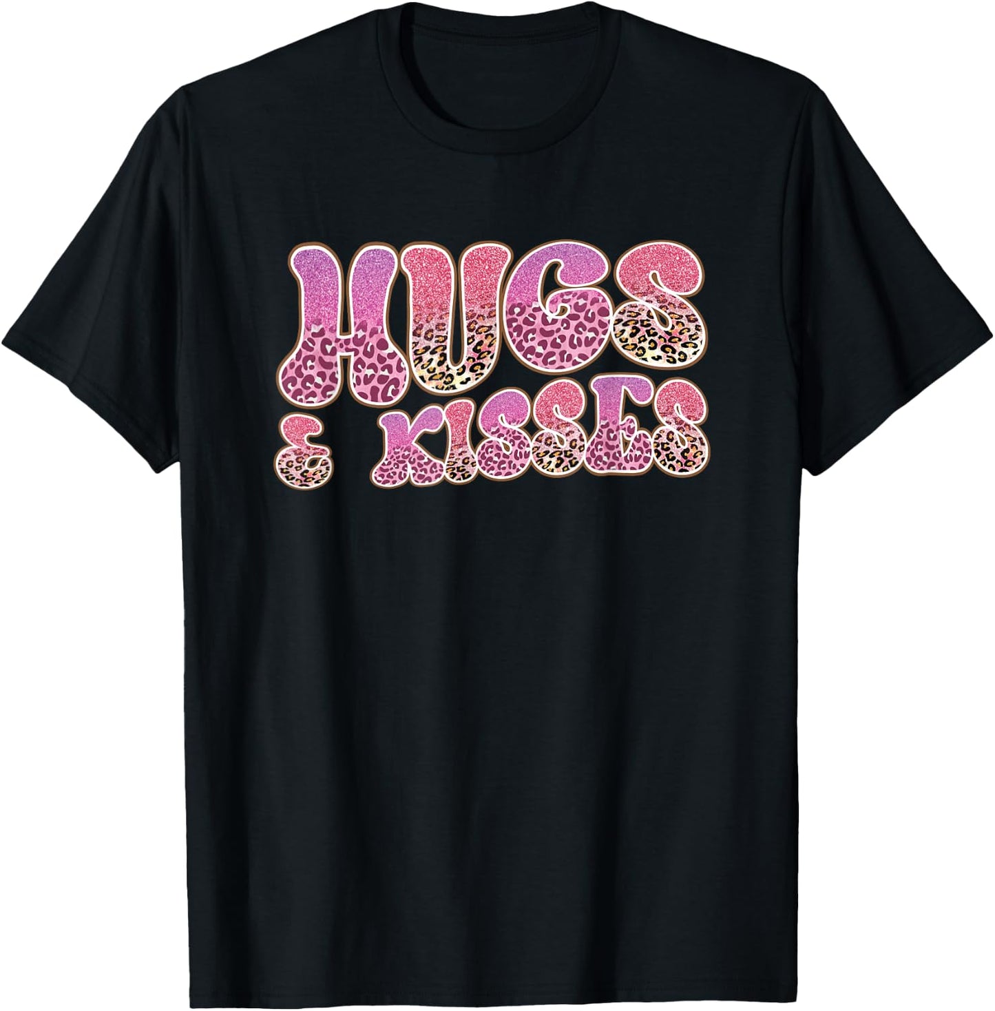 Animal Print Hugs Kisses Love Theme T-Shirt - T-Shirt | Black