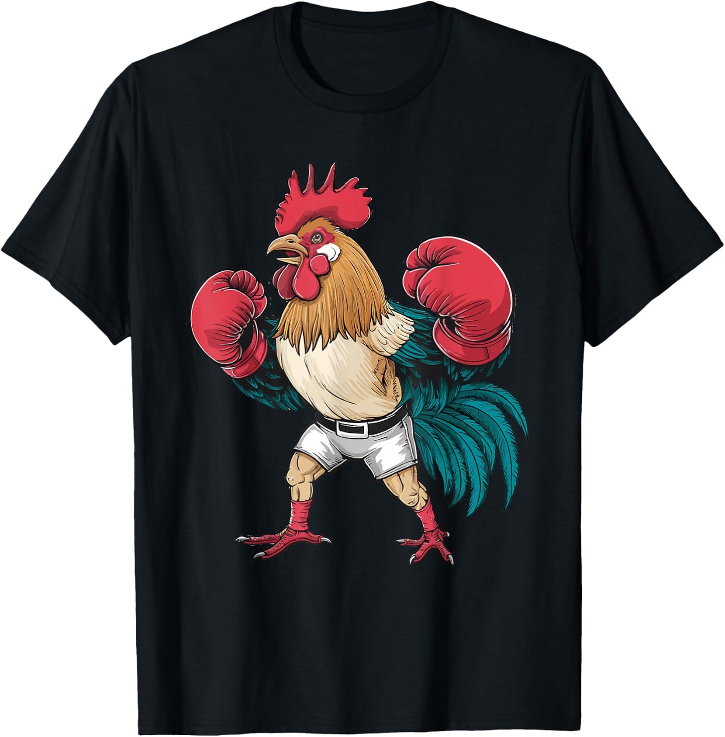 Funny Boxing Chicken With Red Gloves Kids Adults T-Shirt - T-Shirt | Black