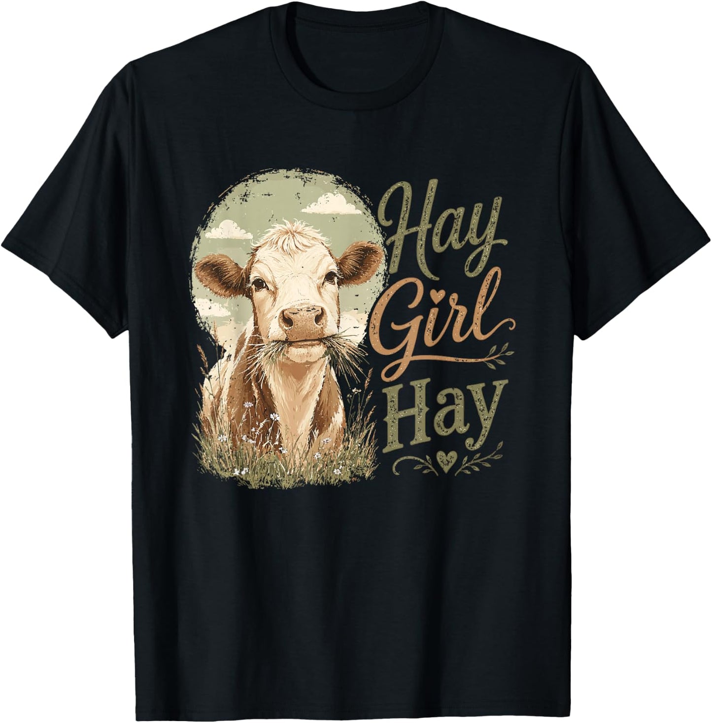Hay Girl Hay Cow Farm T-Shirt - T-Shirt | Black