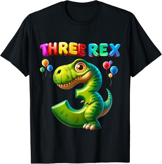 Three Rex 3rd Birthday Shirt Third Dinosaur 3 Year Old gift T-Shirt - T-Shirt | Black