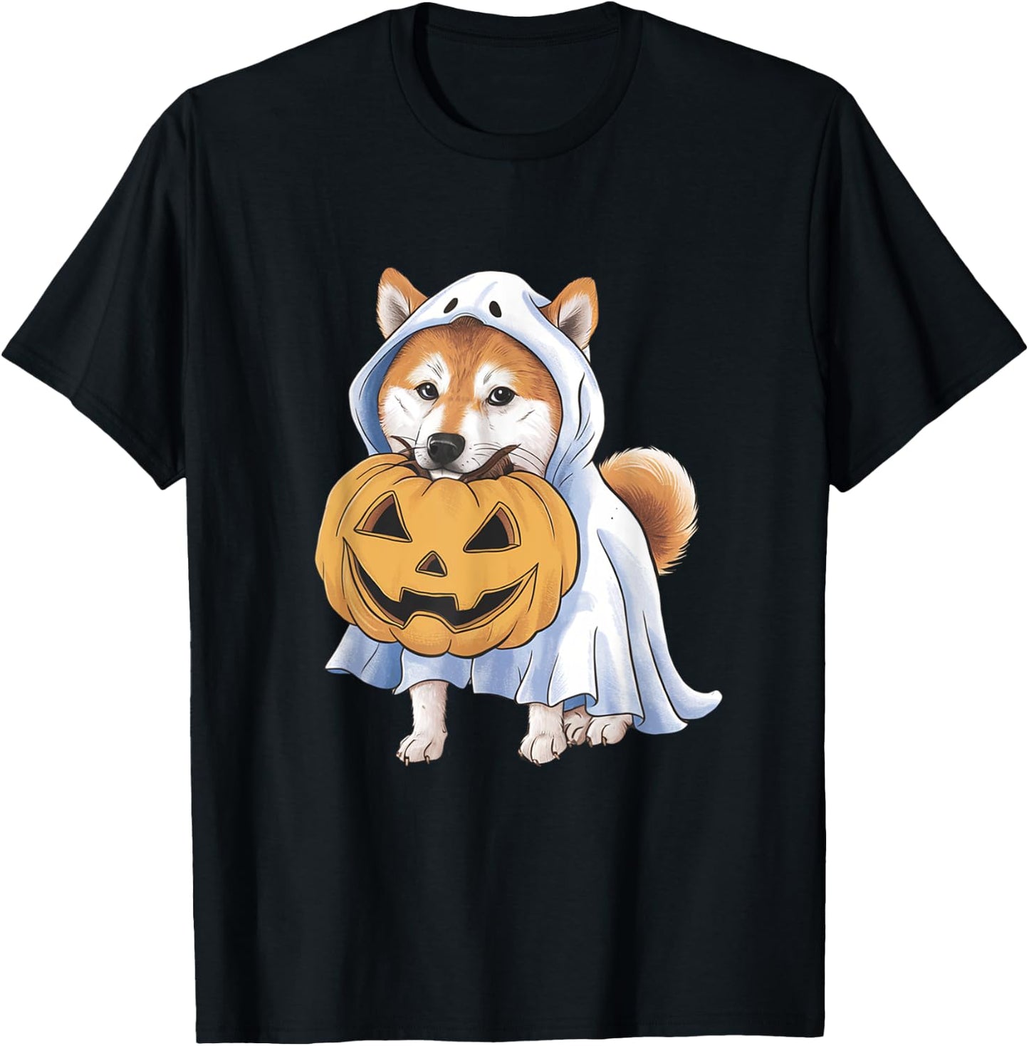 Shiba Inu Ghost Dog Halloween T-Shirt - T-Shirt | Black