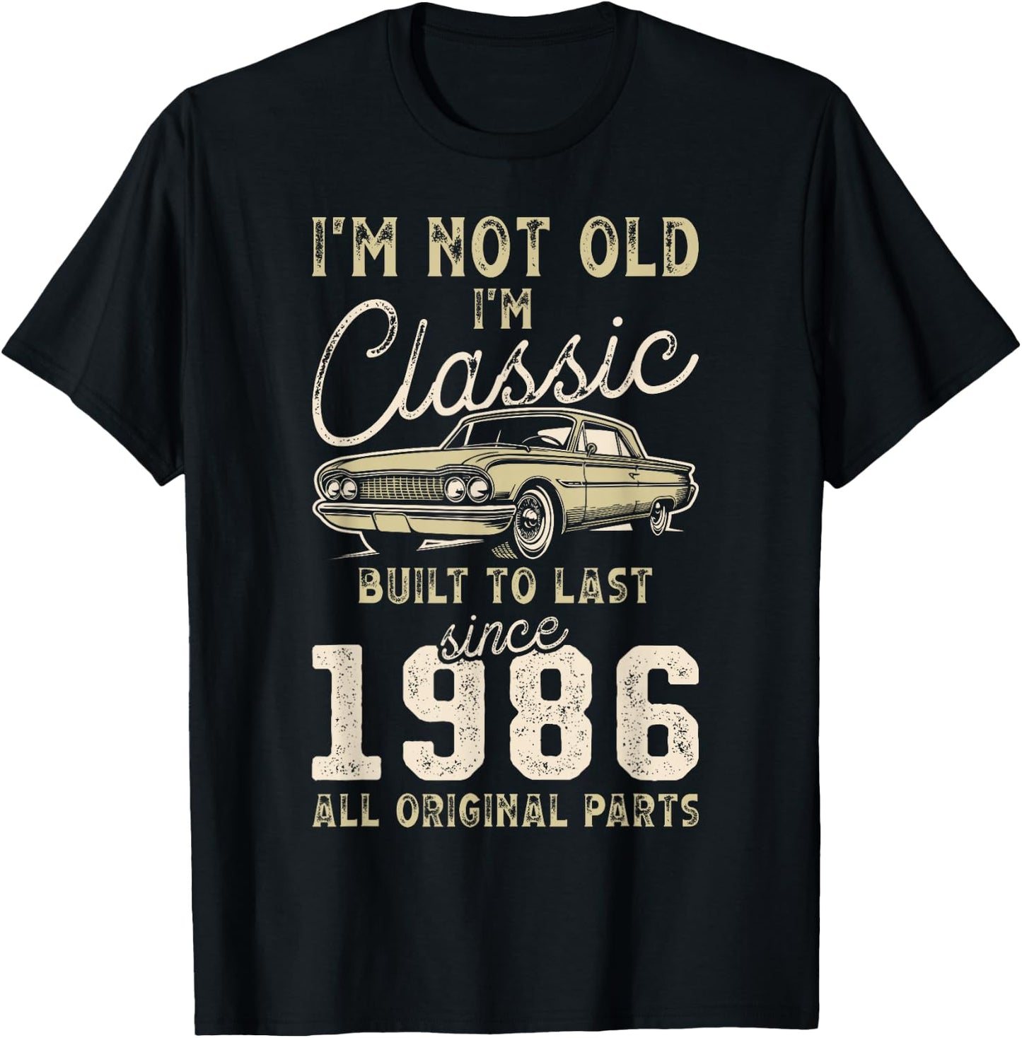 Born In 1986, 39th Birthday, Collectible Car T-Shirt - T-Shirt | Black