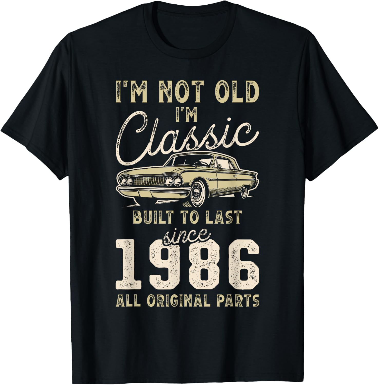 Born In 1986, 39th Birthday, Collectible Car T-Shirt - T-Shirt | Black