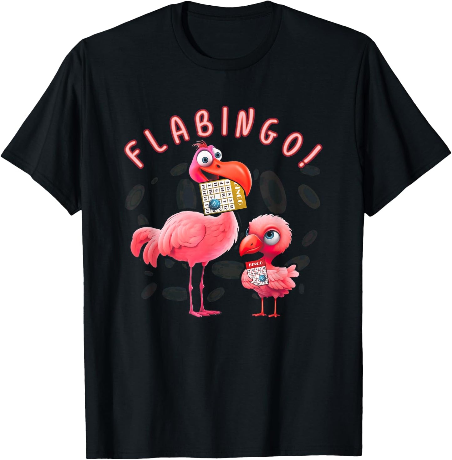 Flabingo Lucky Player Bingo Player Bingo Addict Flamingo T-Shirt - T-Shirt | Black