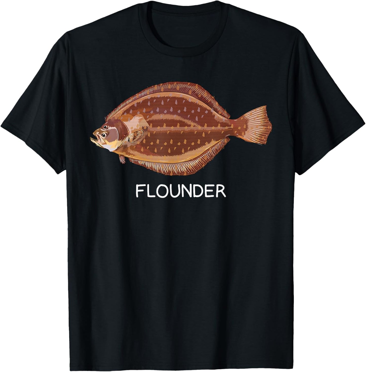 Flounder Saltwater Game Fish T-Shirt - T-Shirt | Black