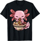 Axolotl Ramen Anime Kawaii Eating Girls Teens T-Shirt - T-Shirt | Black