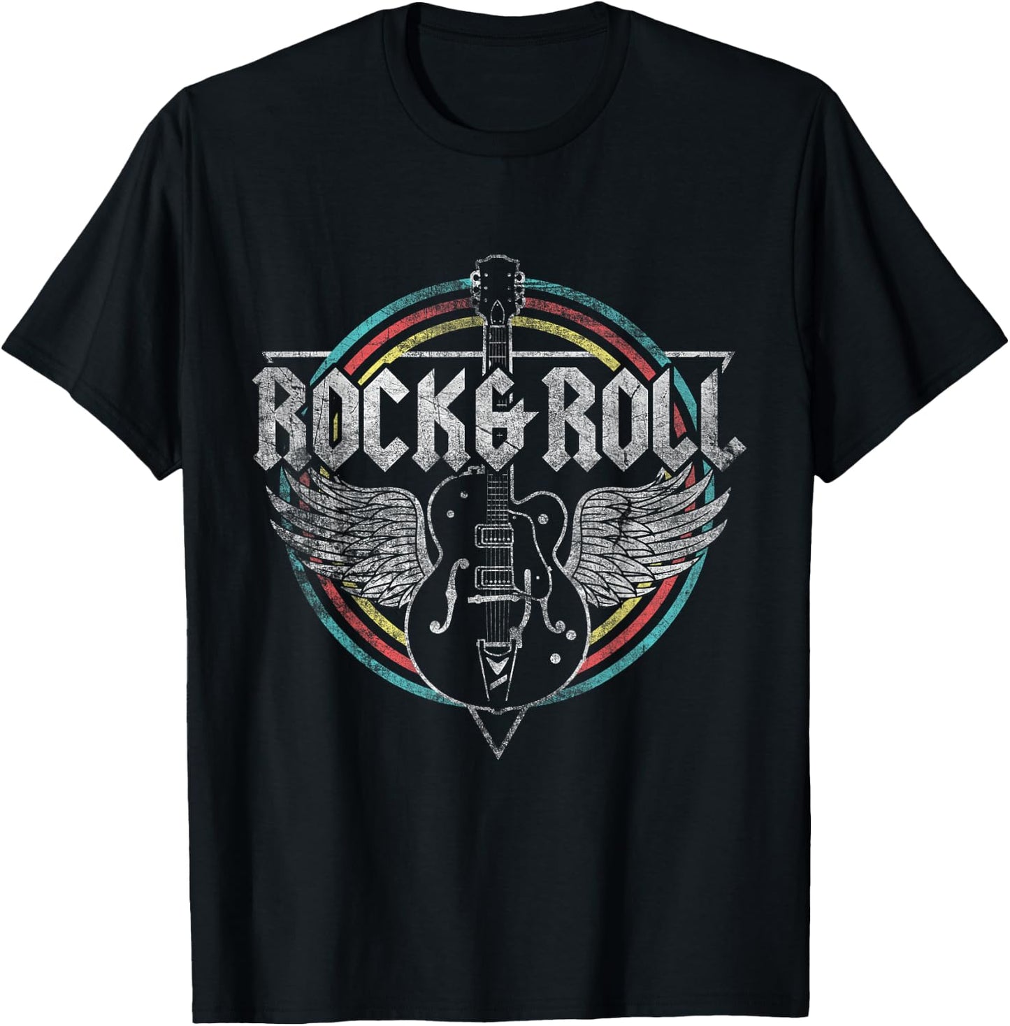 Rock & Roll Guitar Wings Music Small T-Shirt - T-Shirt | Black