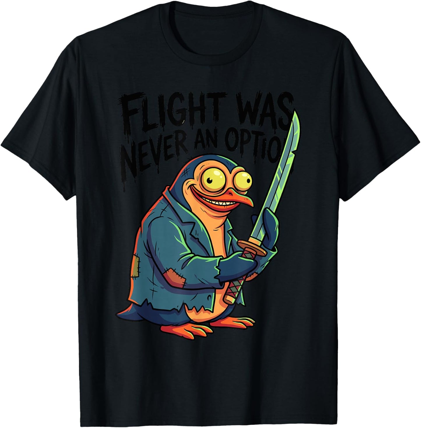 Flight was Never an Option Flightless Bird Sword T-Shirt - T-Shirt | Black