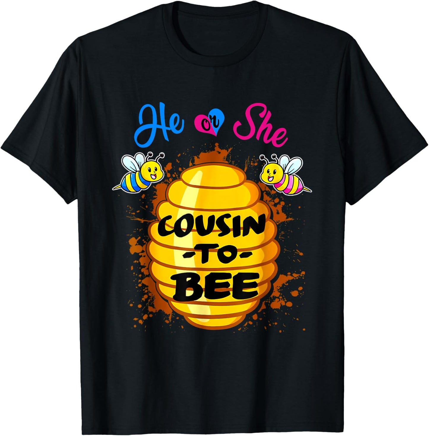 He Or She Cousin To Bee Gender Reveal Pregnancy Announcement T-Shirt - T-Shirt | Black