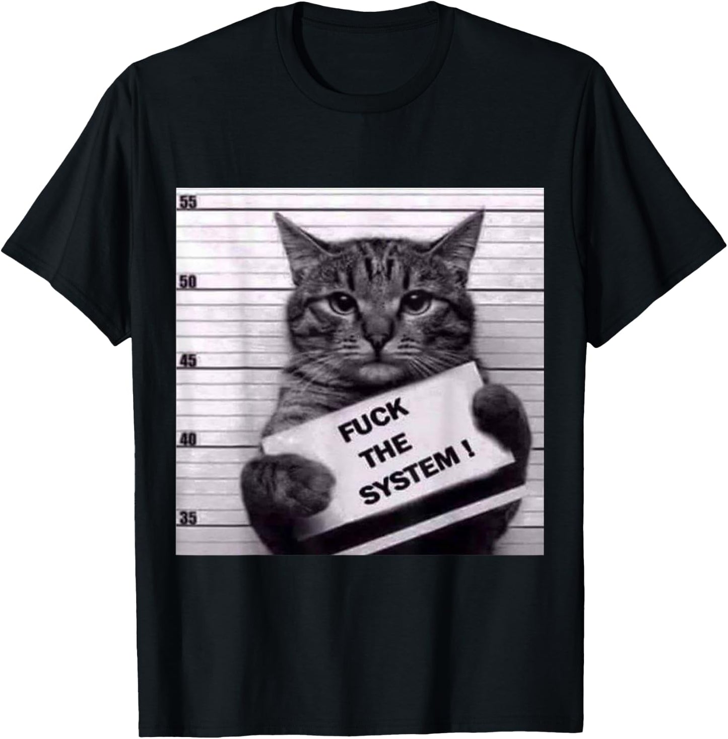 Cat the System Most Wanted Poster , black T-Shirt - T-Shirt | Black