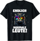 Finally Normal People Rave Trippy Trance Goa Cat , black T-Shirt - T-Shirt | Black