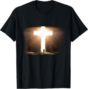 Jesus Christ Faith Cross in the Rock Christian Running Men T-Shirt - T-Shirt | Black