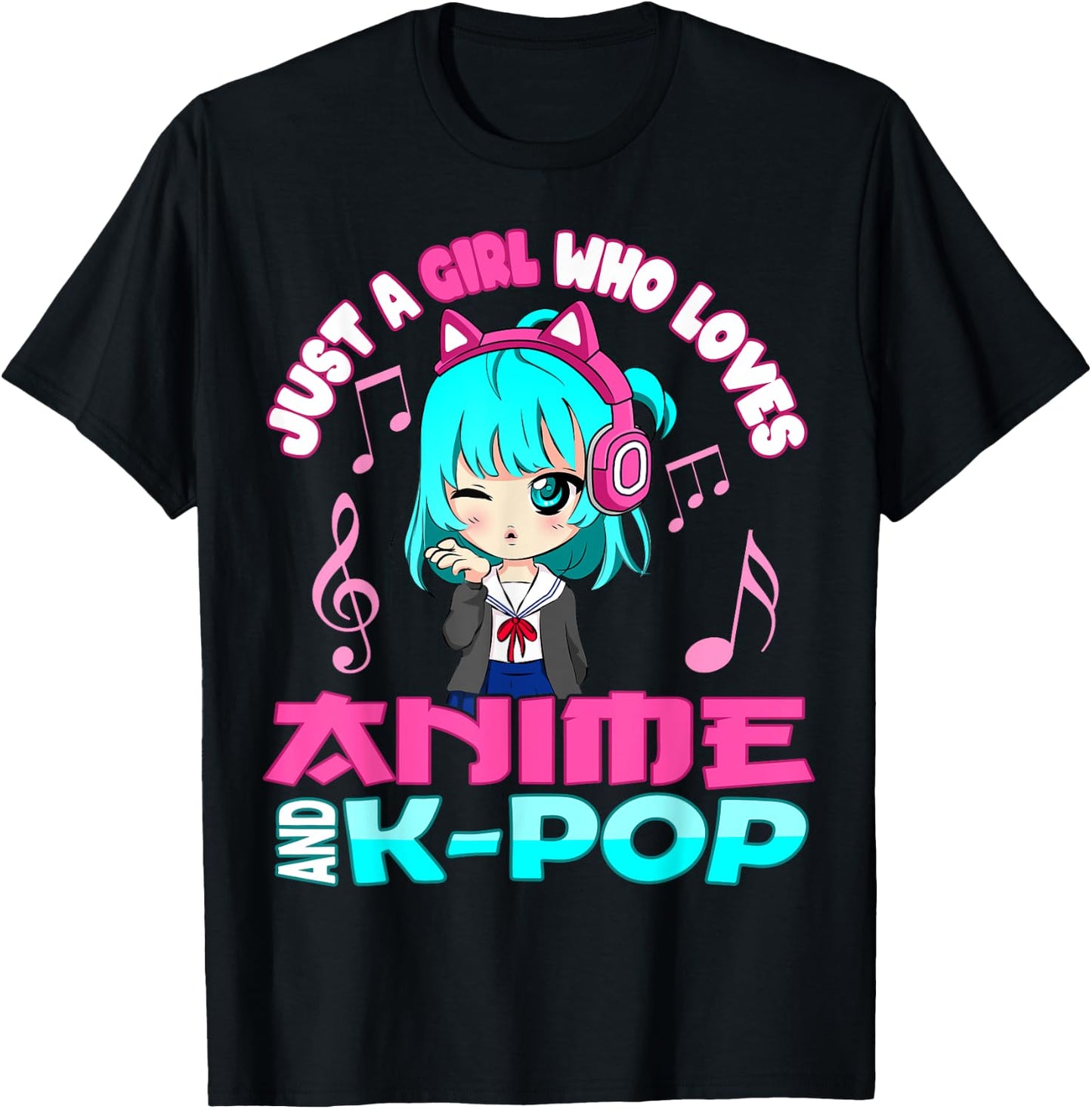 Anime and K-Pop Musik Manga Kawaii Chibi Merch KPOP Otaku T-Shirt - T-Shirt | Black