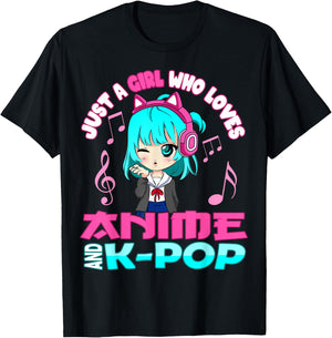 Anime and K-Pop Musik Manga Kawaii Chibi Merch KPOP Otaku T-Shirt - T-Shirt | Black