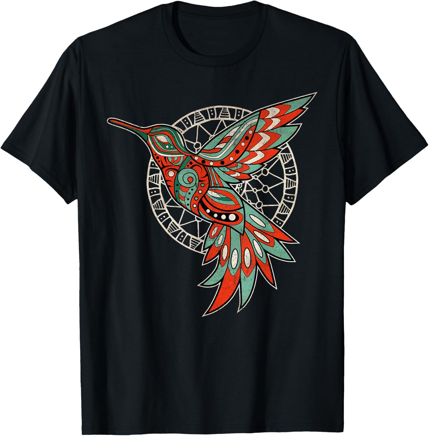 InGENIUS Native American Indian Day Shirts & Gifts -Adults Hummingbird Tribal Art Native American Tribal Art Black Small Classic Fit Pull On Round Collar Short Sleeve T-Shirt - T-Shirt | Black