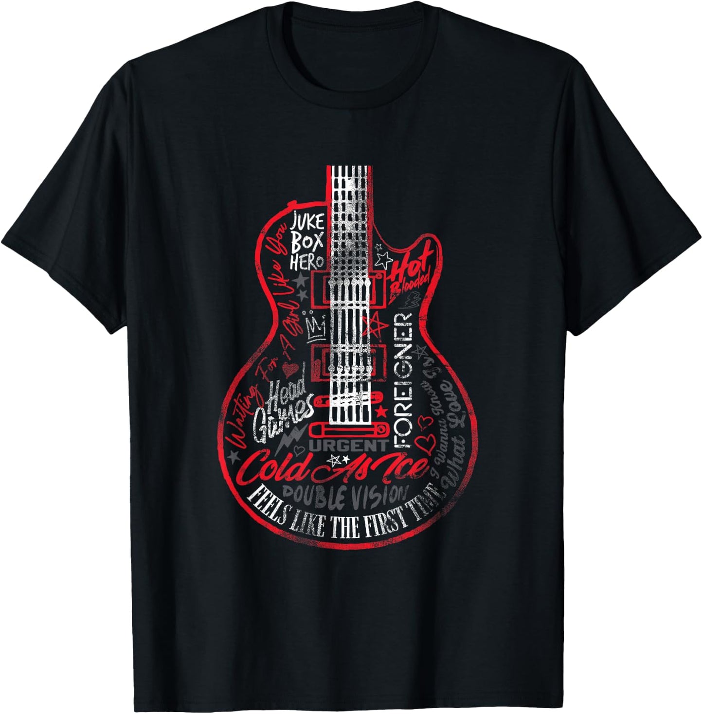 Foreigner Juke Box Hero Tracklist , black T-Shirt - T-Shirt | Black