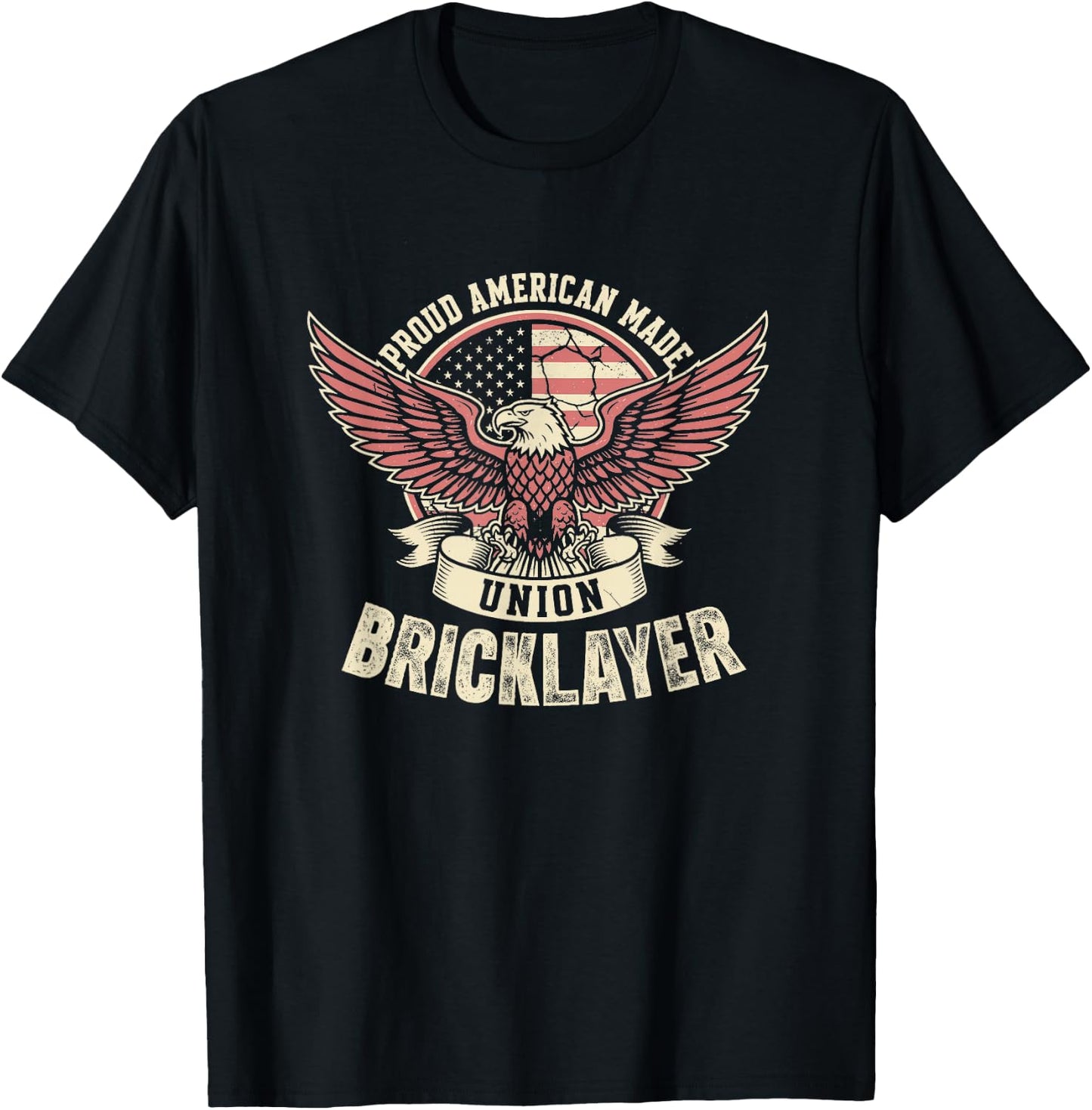 Bricklayer Proud American Made USA Flag T-Shirt - T-Shirt | Black
