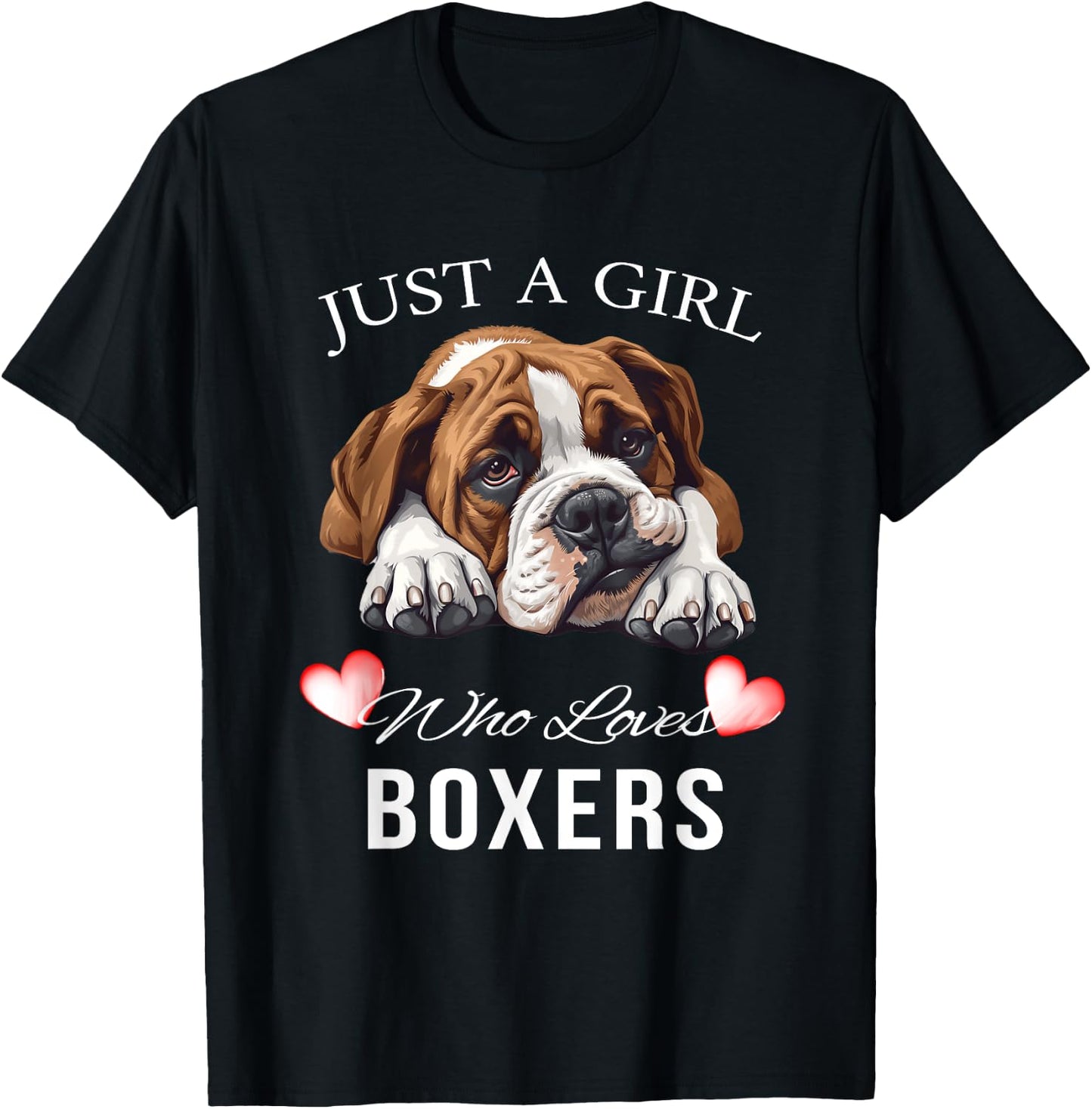 Just a Girl Who Loves Boxers Cute T-Shirt - T-Shirt | Black