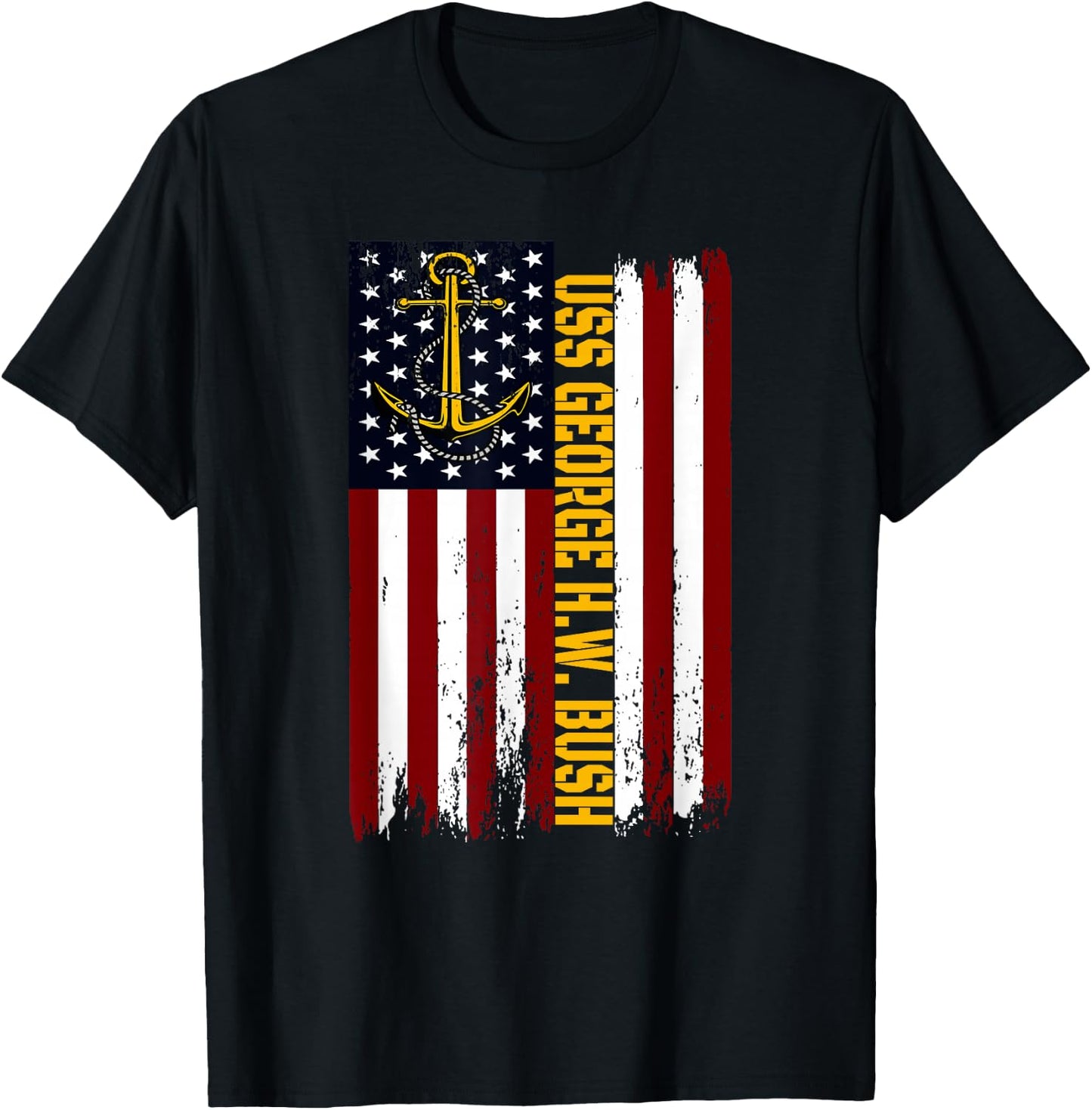 Aircraft Carrier USS George H.W. Bush Veteran Father Grandpa T-Shirt - T-Shirt | Black