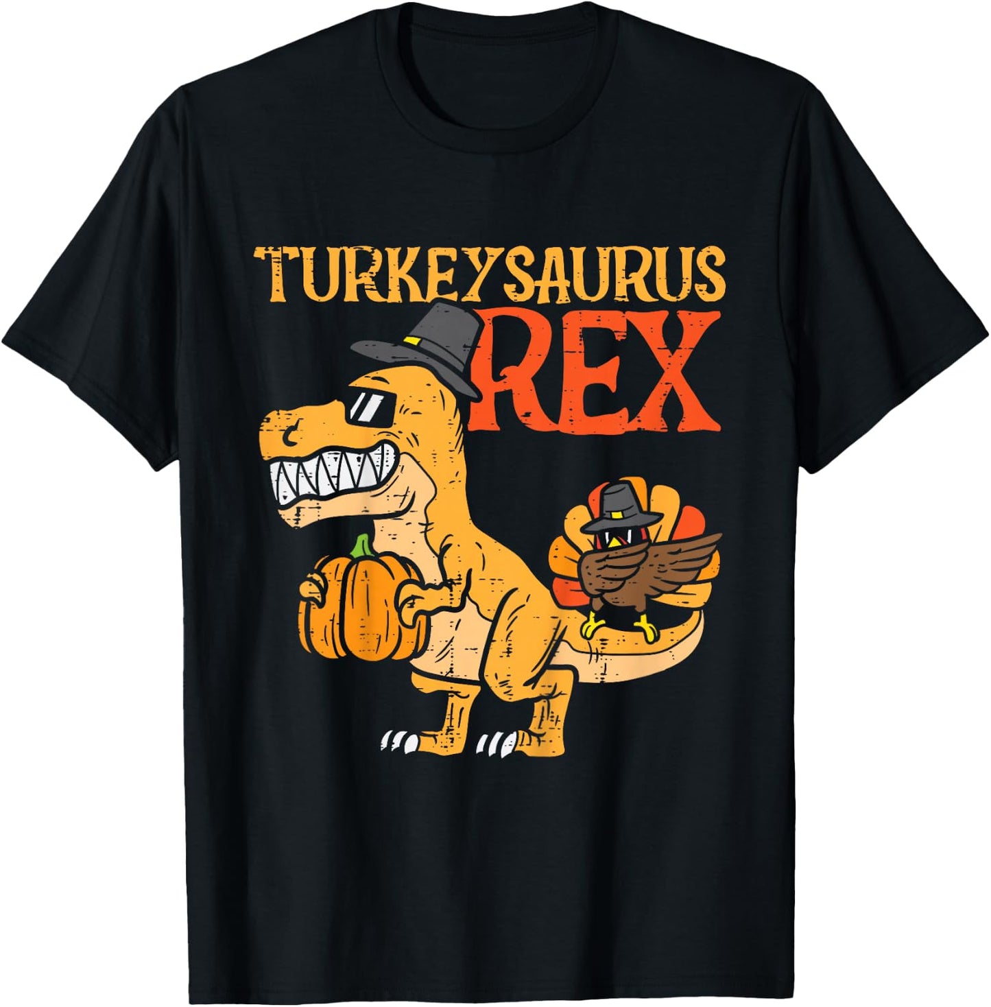 Turkeysaurus Rex Dab Turkey Dino Toddler Boys Thanksgiving T-Shirt - T-Shirt | Black