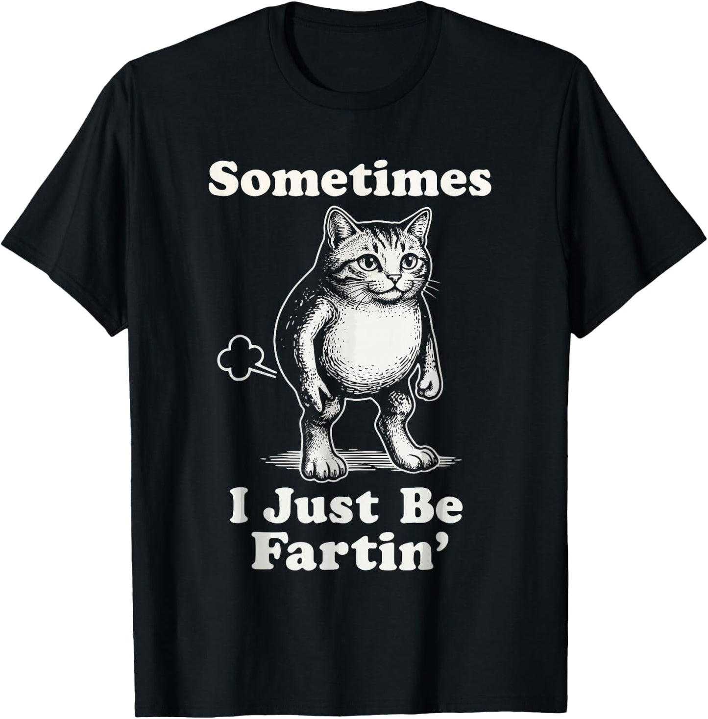 Sometimes I'm Just Fartin' Cat Lover Funny Sarcasm T-Shirt - T-Shirt | Black