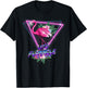 Retro 80s Botanical Tropical Leaf Flowers Let's Flamingle T-Shirt - T-Shirt | Black