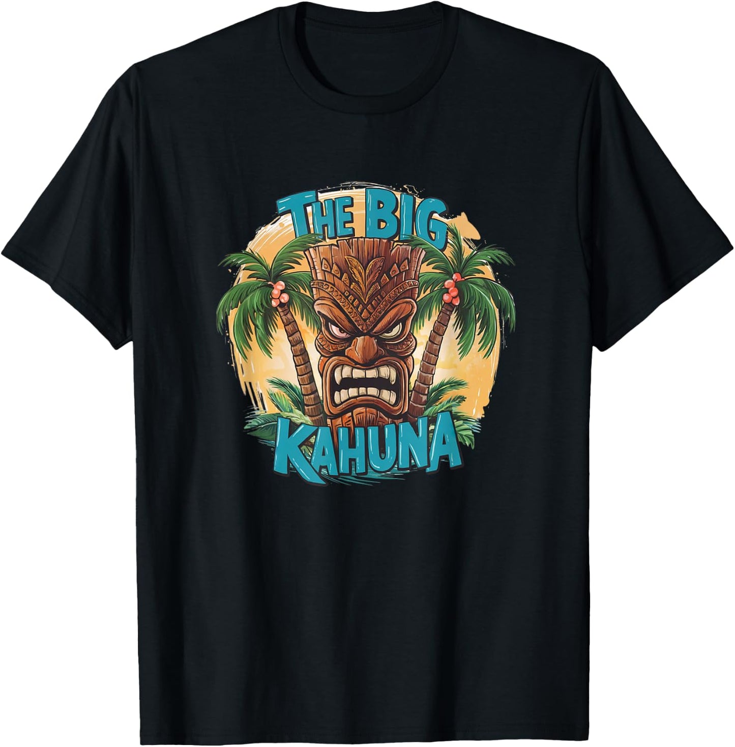 Tiki Big Kahuna Funny Hawaiian Fête des Pères Vacances Tropical T-Shirt - T-Shirt | Black