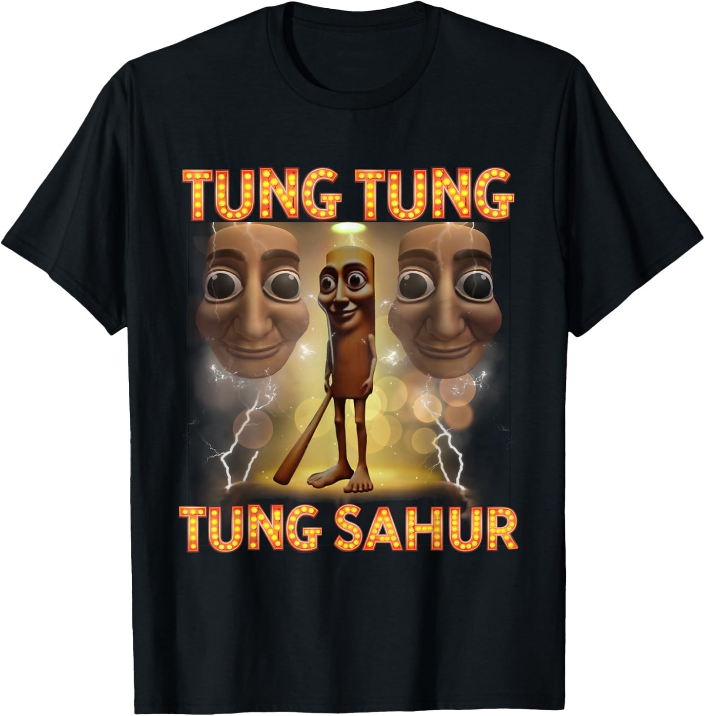Tung Tung Sahur Funny Meme Italian Brain Red T-Shirt - T-Shirt | Black