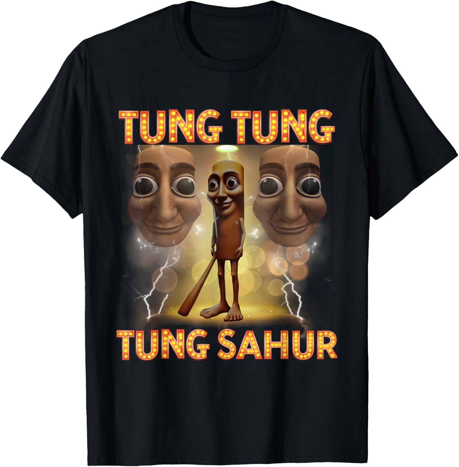 Tung Tung Sahur Funny Meme Italian Brain Red T-Shirt - T-Shirt | Black
