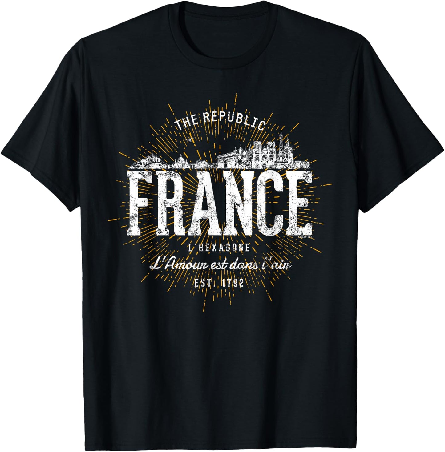 Vintage Style Retro France T-Shirt - T-Shirt | Black